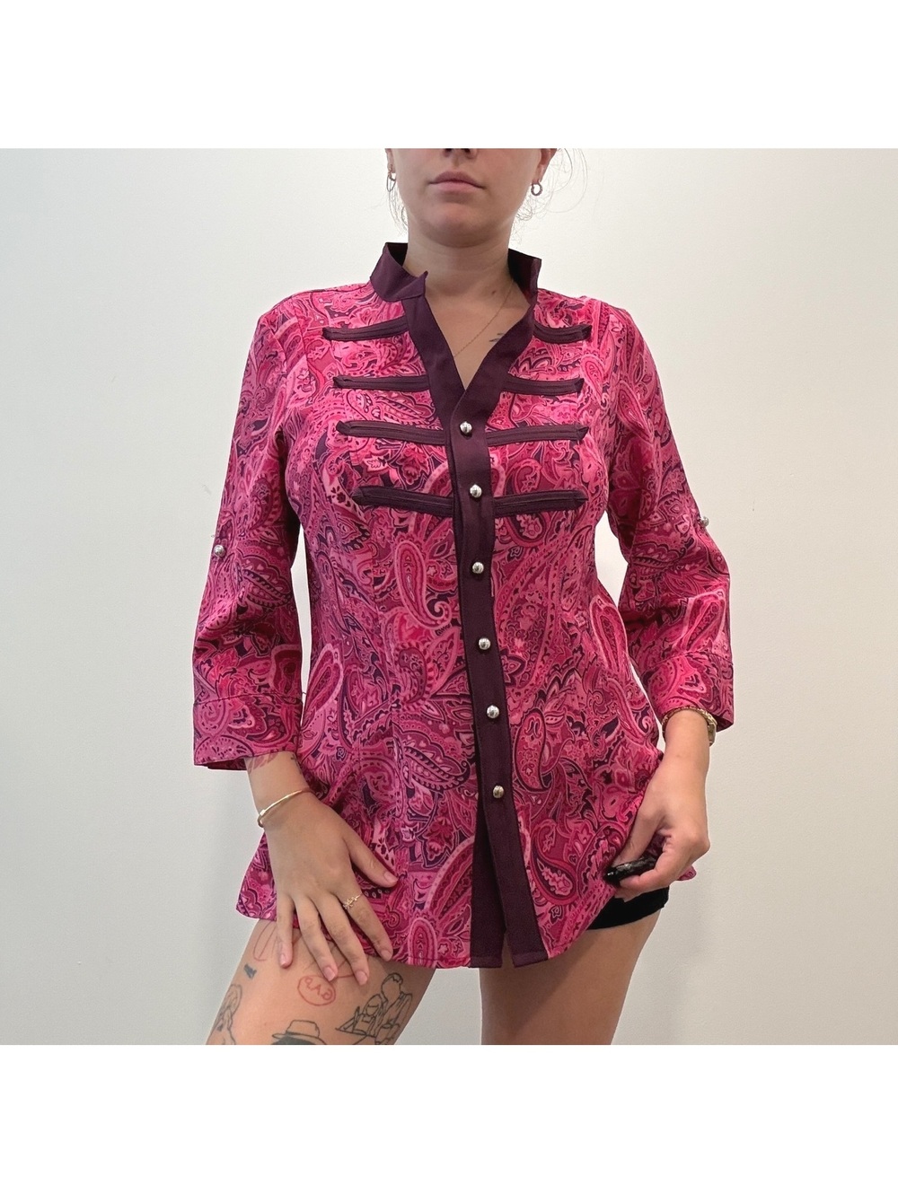 Y2K Pink Paisley Style Tunic Top